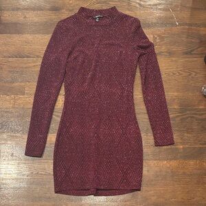 Speechless Maroon Long Sleeve Dress